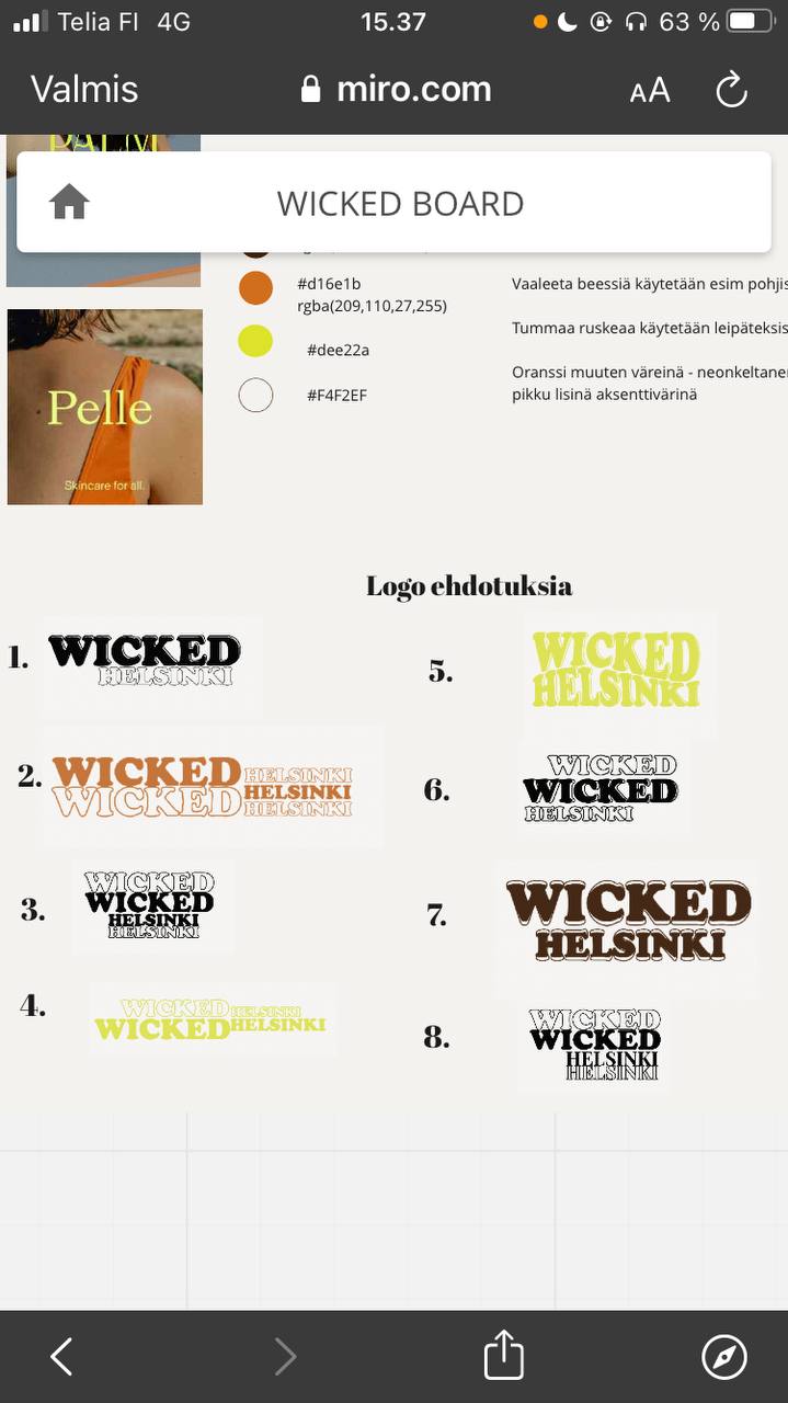 The logo planning of Wicked Helsinki